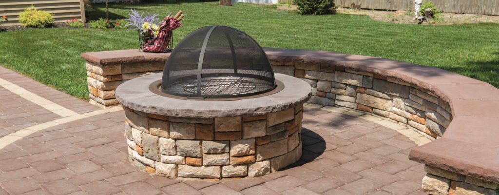 Cast Stone Wall Round Fire Pit Kit Ep, Fire Pit Kit With Cooking Grate