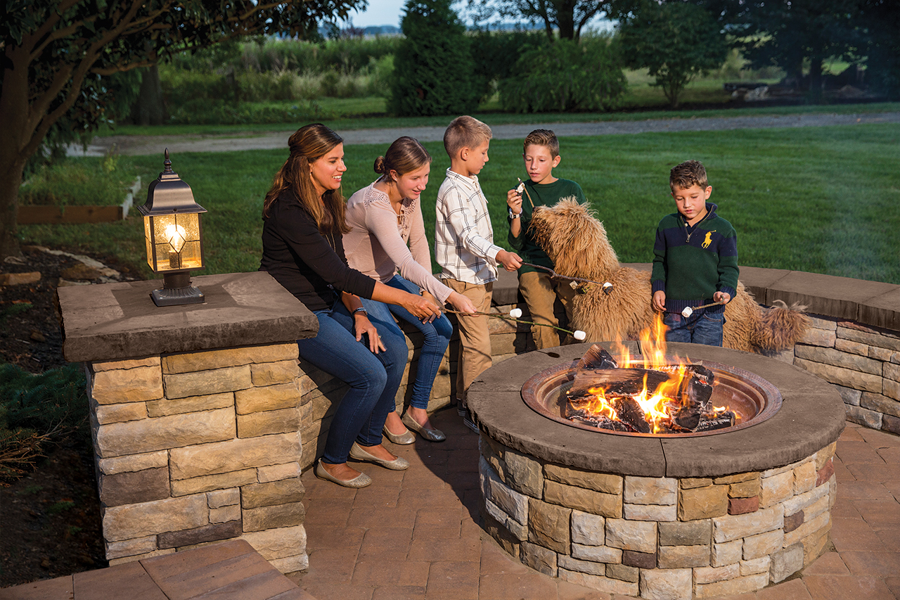 Double Sided Cast Stone Wall and Cast Stone Wall Fire Pit Kit Breckenridge