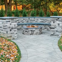 EP Henry Cast Stone Wall Round Fire Pit Kit Adirondack; Charcoal Caps
